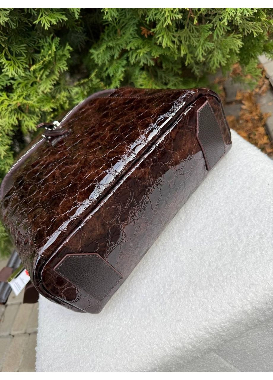 Рюкзак жіночий натуральна шкіра (шоколад) лак, елегантний дизайн (6008-654) Karya (366907484)