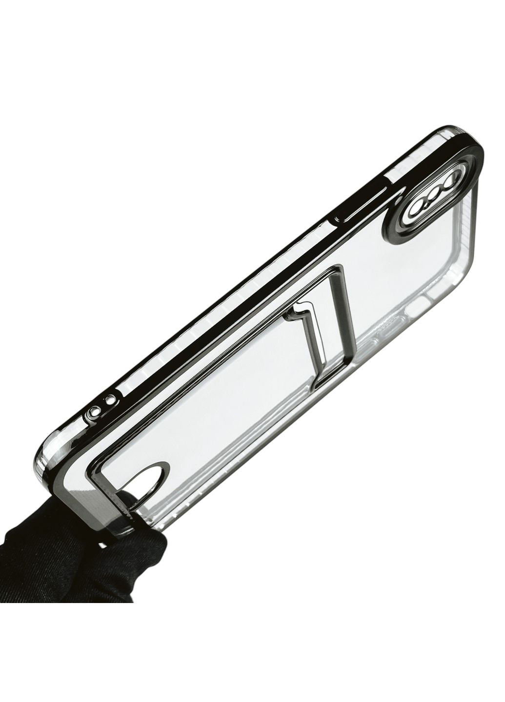 Чохол для iPhone Xs Max із чорною окантовкою з кишенькою для карток на айфон Хс Макс чорний Apple (366022733)