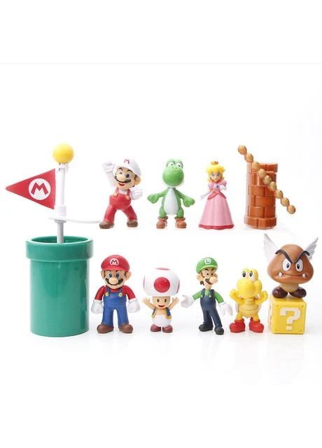 Супер Марио Super Mario набор братьев Марио 12 фигурок Луиджи Йоши Жаба Купа Гумба детские игровые фигурки 2-7 см Shantou (393635522)