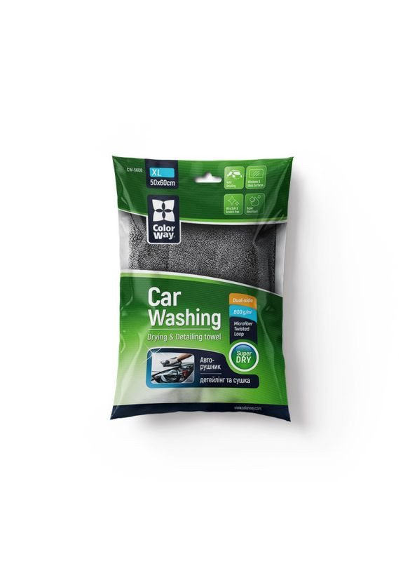 Мікрофібра (авторушник) автомобільна універсальна Extra Dry 800gsm 50х60см жовто-сірий (CW-5608) Colorway (294978830)