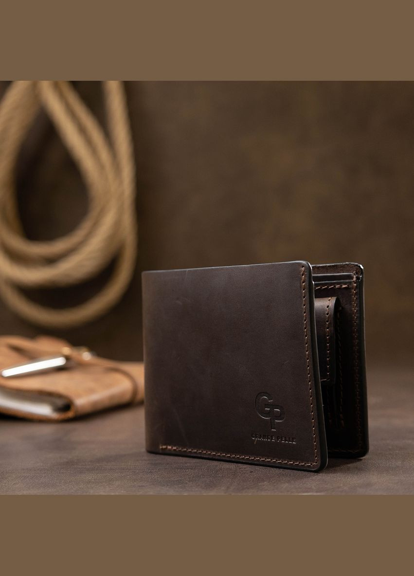 Кожаное портмоне для документов мужское 11553 Коричневый Grande Pelle (306881989)