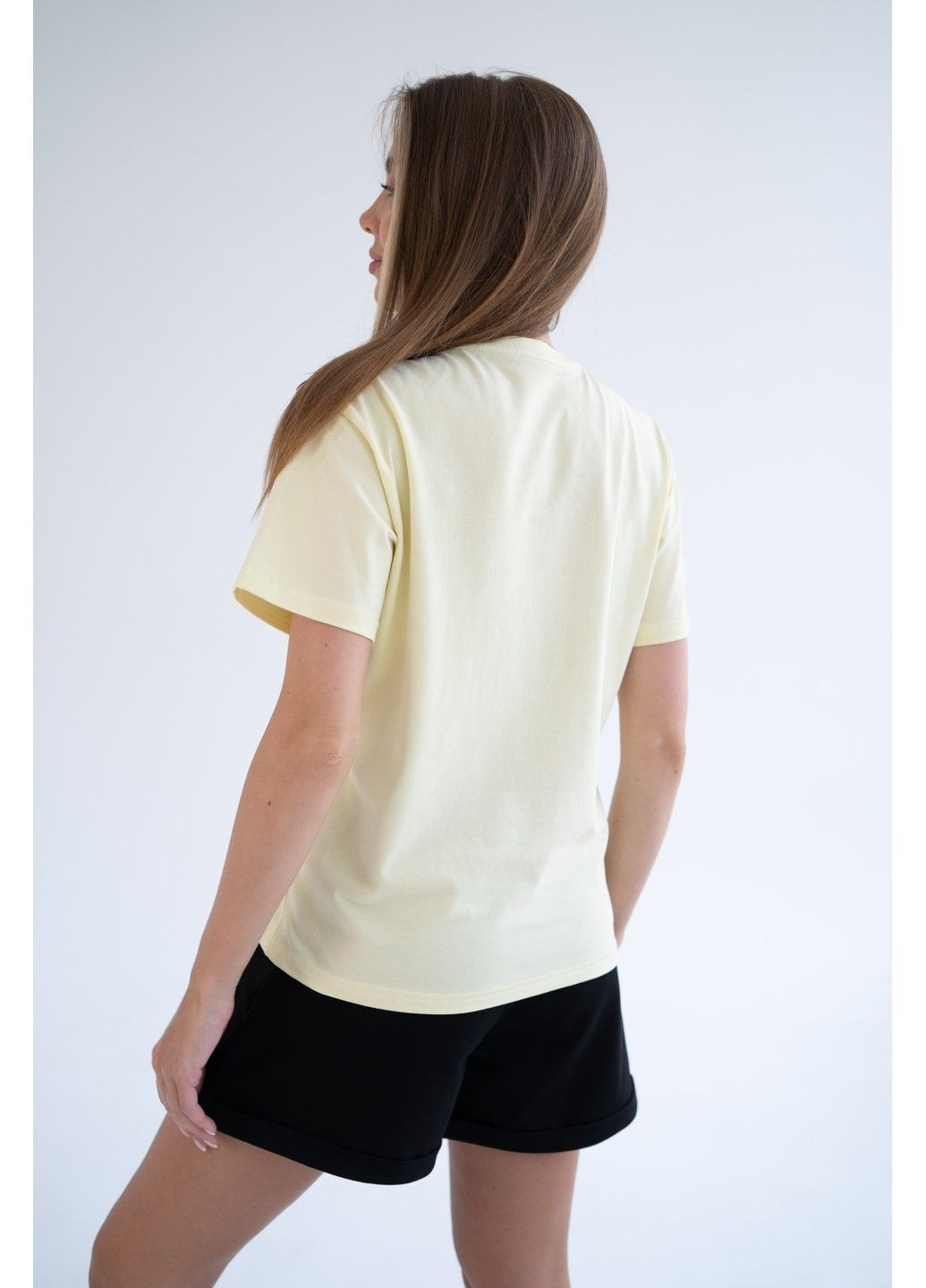 Желтая летняя женская хлопковая футболка базовая лимонная Teamv