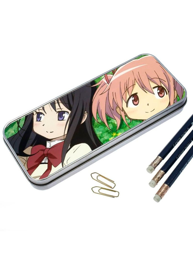 Пенал школьный для мальчика и девочки металлический Волшебница Мадока Магика #004 7*18 см Silver No Brand (309152764)