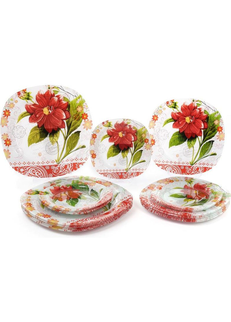 Набір 6 скляних тарілок "Жоржина" Ø30см, підставні тарілки Bona (372291962)