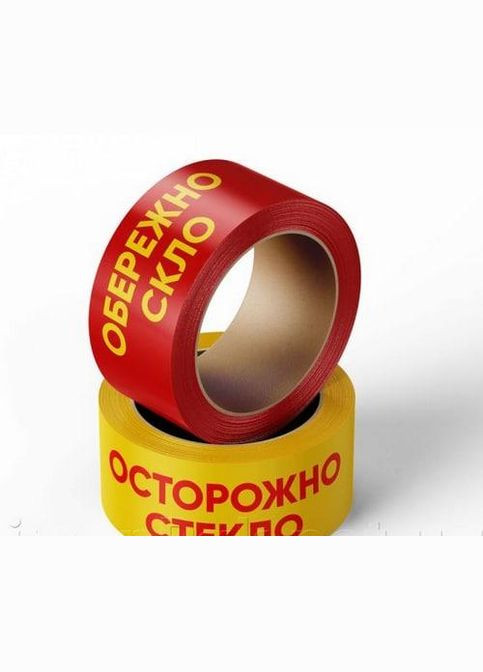 Скотч із логотипом "Обережно Скло" 40 мкм, упаковка (6 шт) No Brand (316091358)