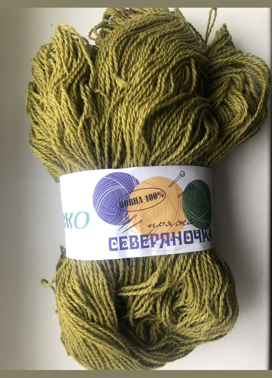 Нитки пряжа меринос «Северяночка» 100% шерсть, цвет хаки No Brand (313859868)