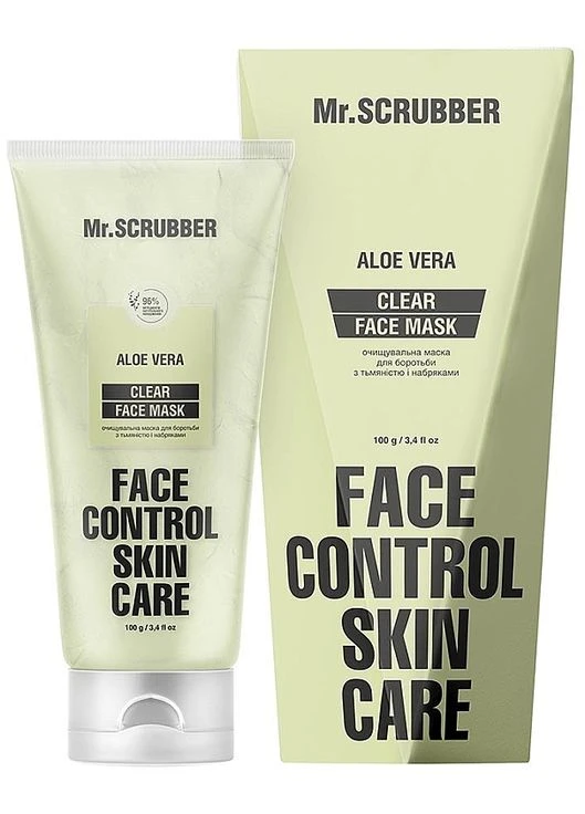 Очищувальна маска для боротьби з тьмяністю і набряками Face Control Skin Care Clear Aloe Vera 100ml (1308960-143411) Mr. Scrubber (368611357)