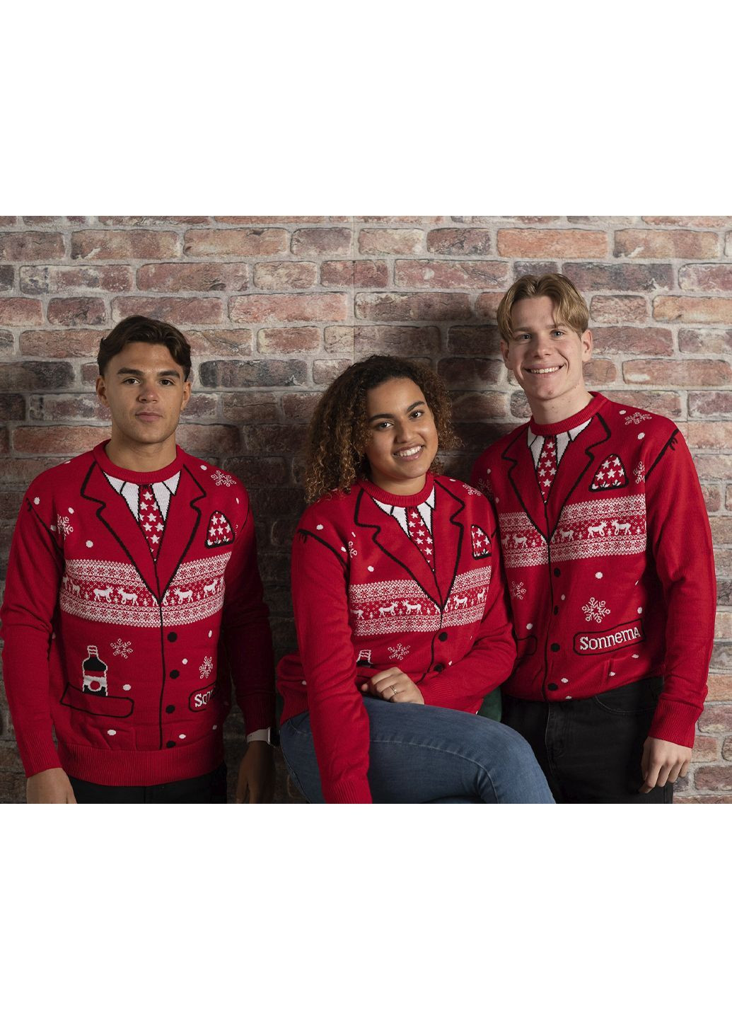 Красный зимний мужской новогодний свитер рождественский принт джемпер Livergy