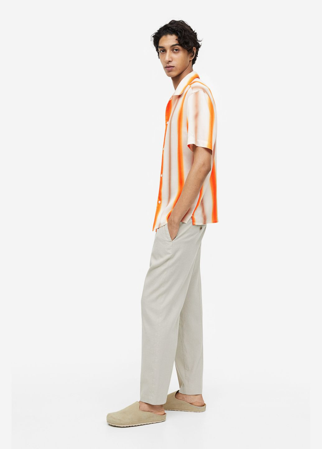 Оранжевая повседневный рубашка в полоску H&M