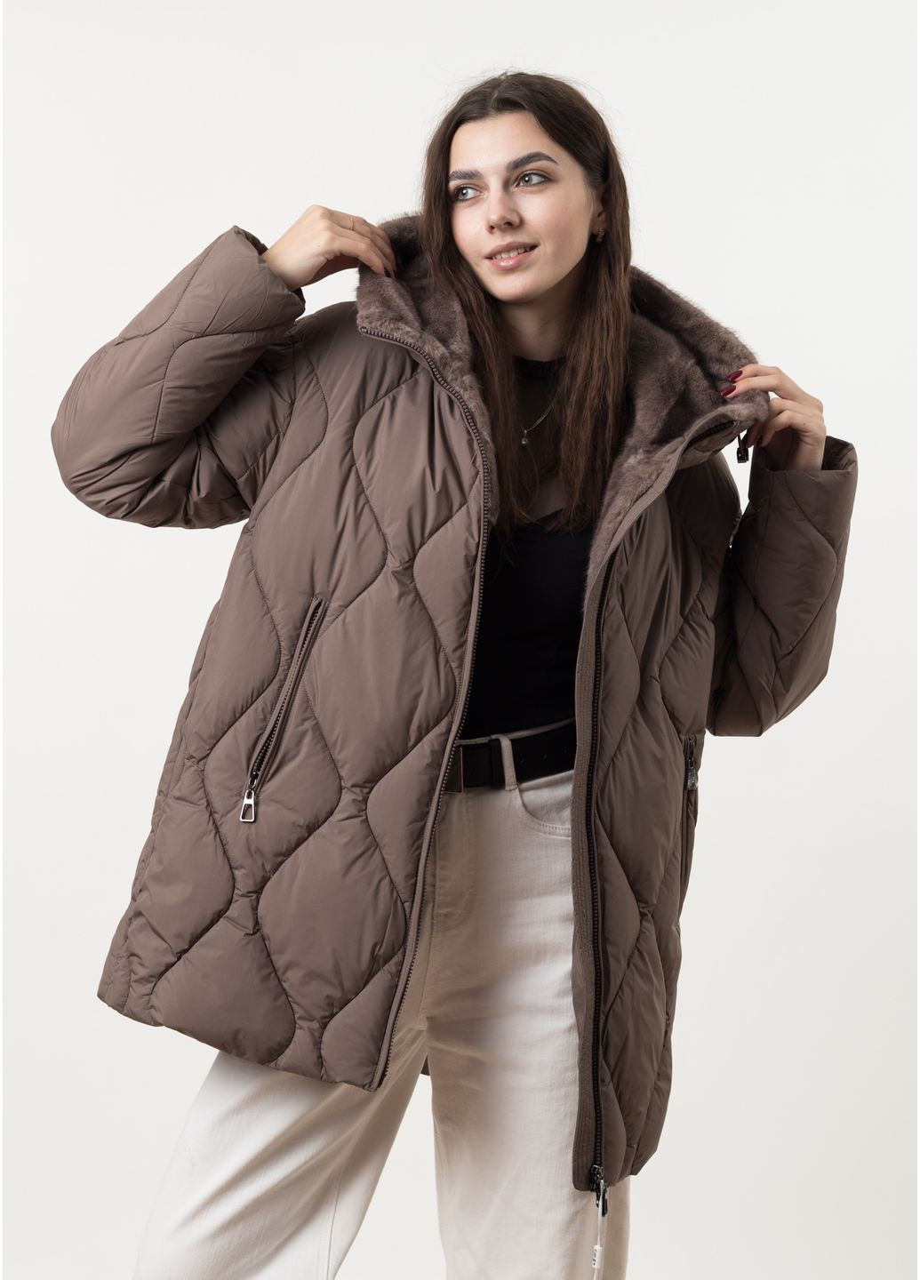 Кавовий зимній Пуховик Snow Owl