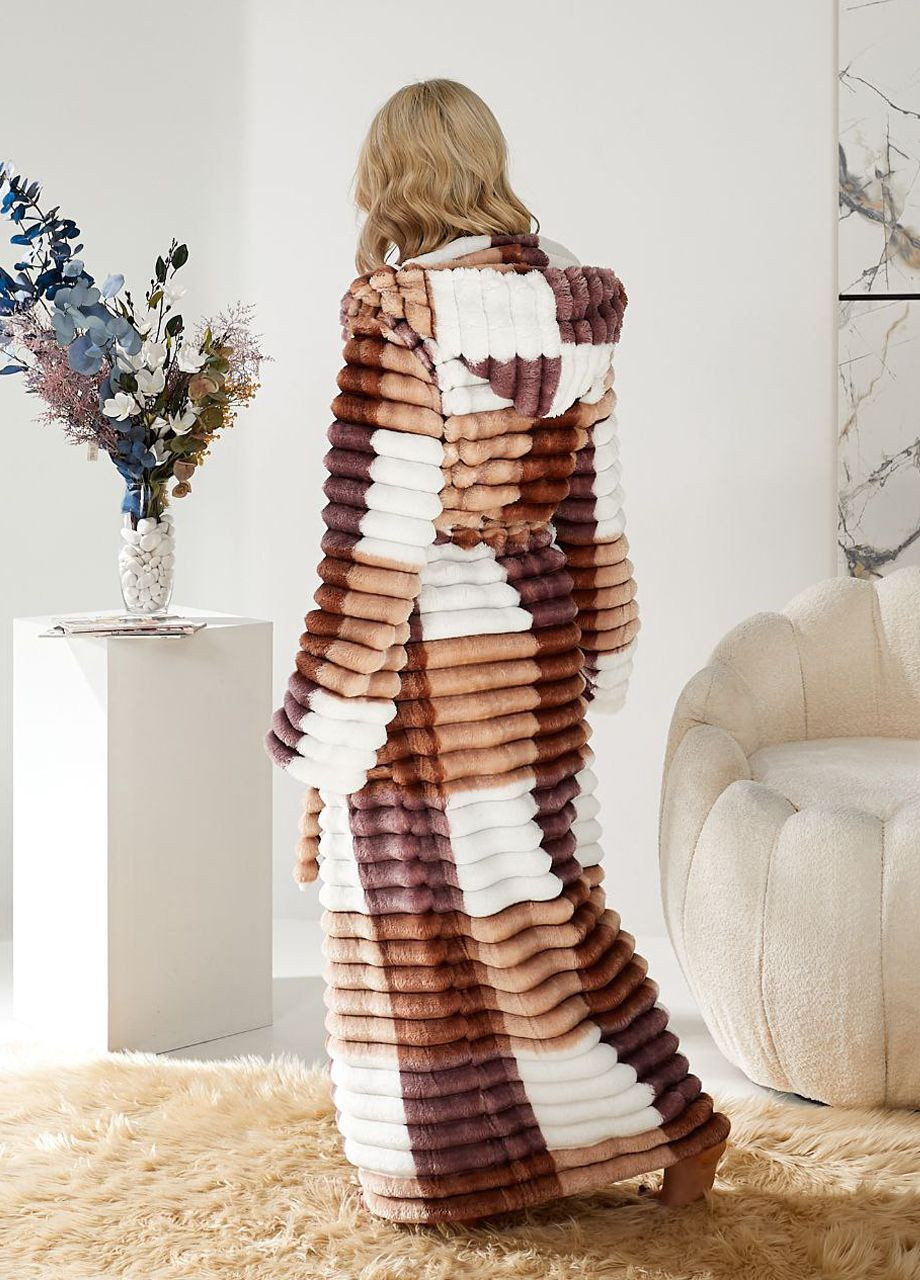 Жіночий довгий махровий халат у клітку Selim-tekstil (372444284)