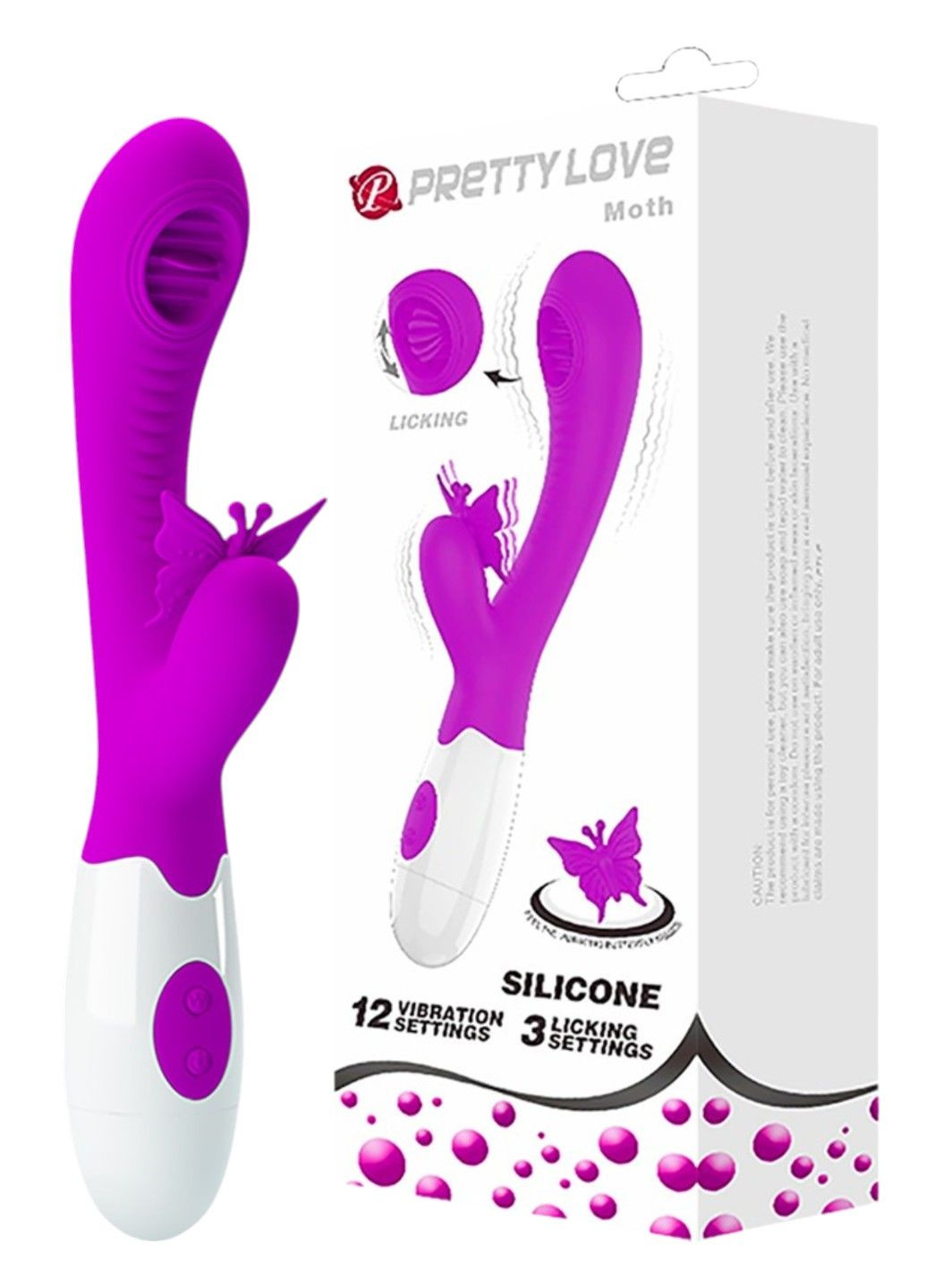 Вибратор с клиторальным стимулятором и язычком "Moth" LyBaile Pretty Love (303355037)