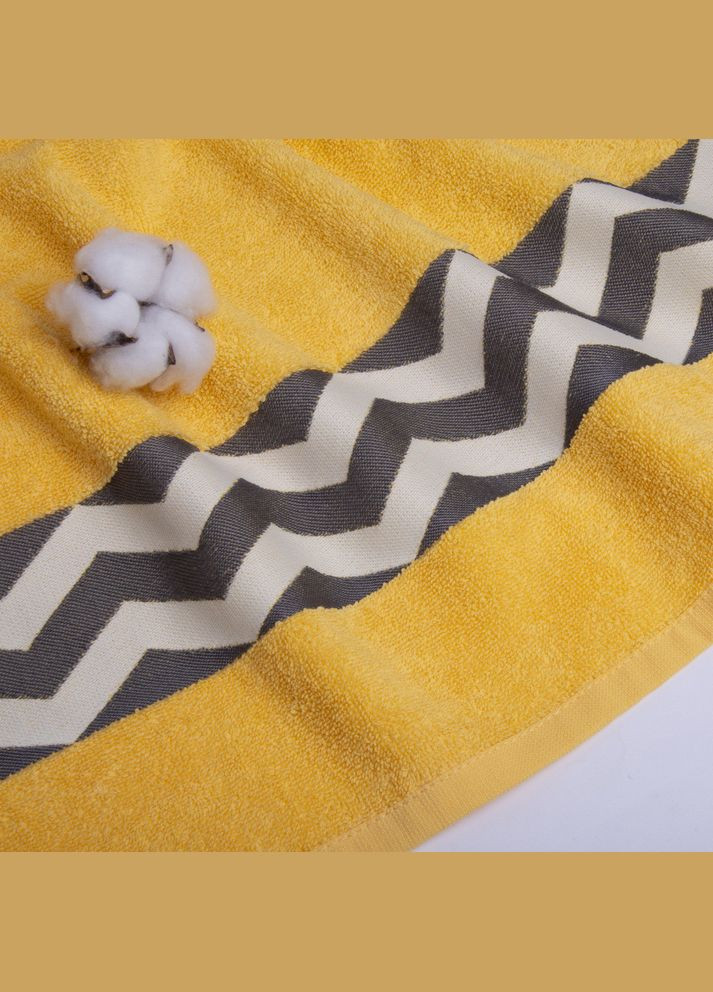 Рушник махровий 50х90 см IZZI жовтий щіл 500 гр/м2, бавовна, натуральний бавовняний, для рук та обличчя IDEIA жовтий