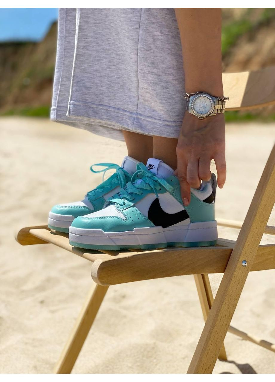 Серые демисезонные кроссовки мужские nike dunk disrupt white light green black найк сб данк No Brand