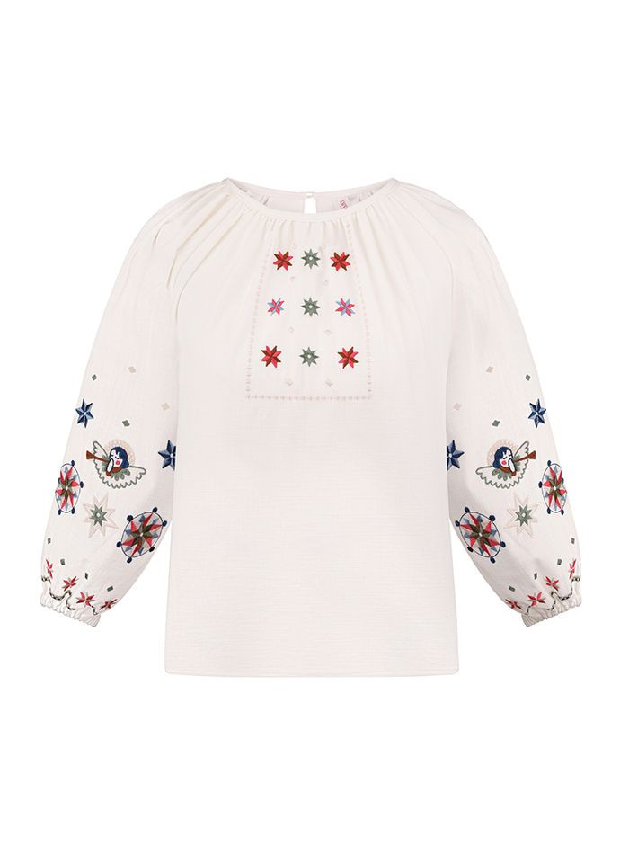 Біла різдвяна вишиванка для дівчинки янгол Kashtanchik бавовна (366213533)