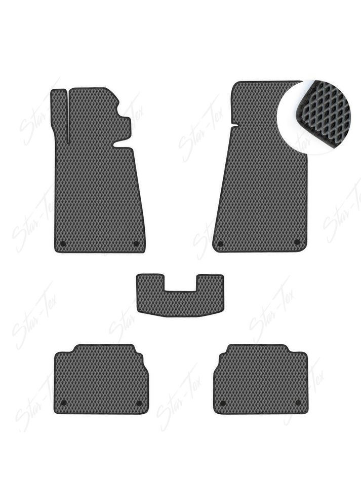 Комплект ковриков в салон на BMW 5-Series E34 (1987 - 1996) EVA/Ромб Серый + Черный Star-Tex (385003208)