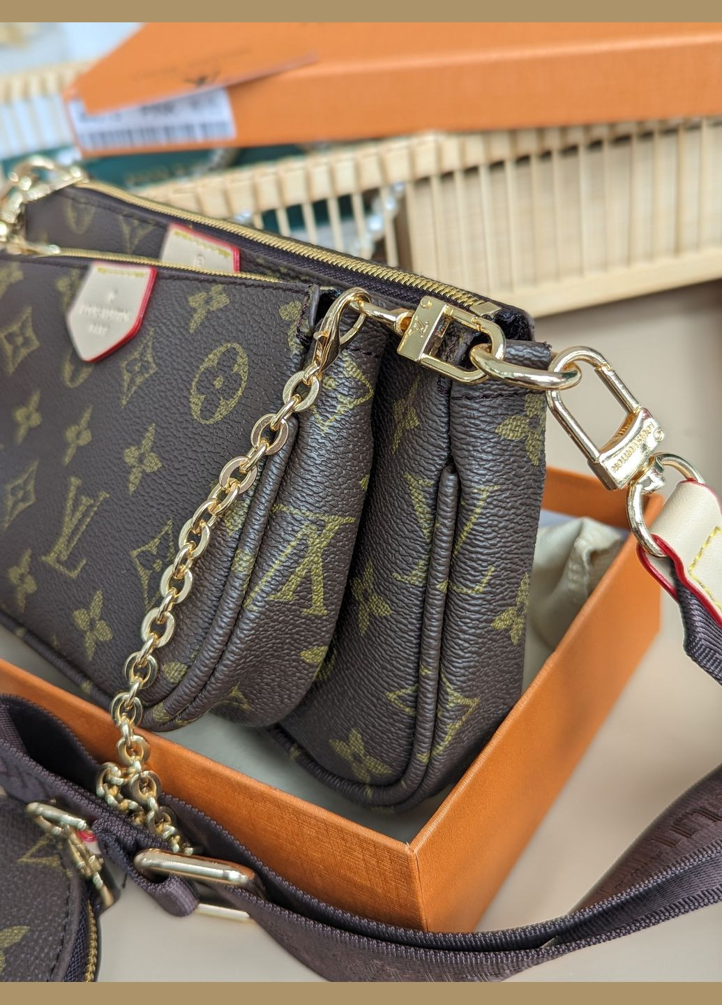 Женская сумка 3в1 Multi Pochette bag коричневый Louis Vuitton Крос-боді (324102304)