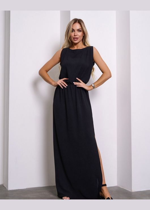 Чорна повсякденний сукні в грецькому стилі ISSA PLUS однотонна