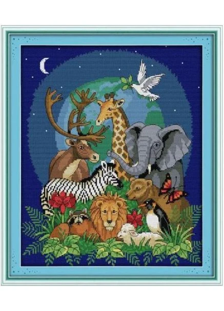 Набір для вишивання за нанесеною на канву схемою "Animal World 2 ". AIDA 14CT printed, 34*39 см Joy Sunday (313613305)