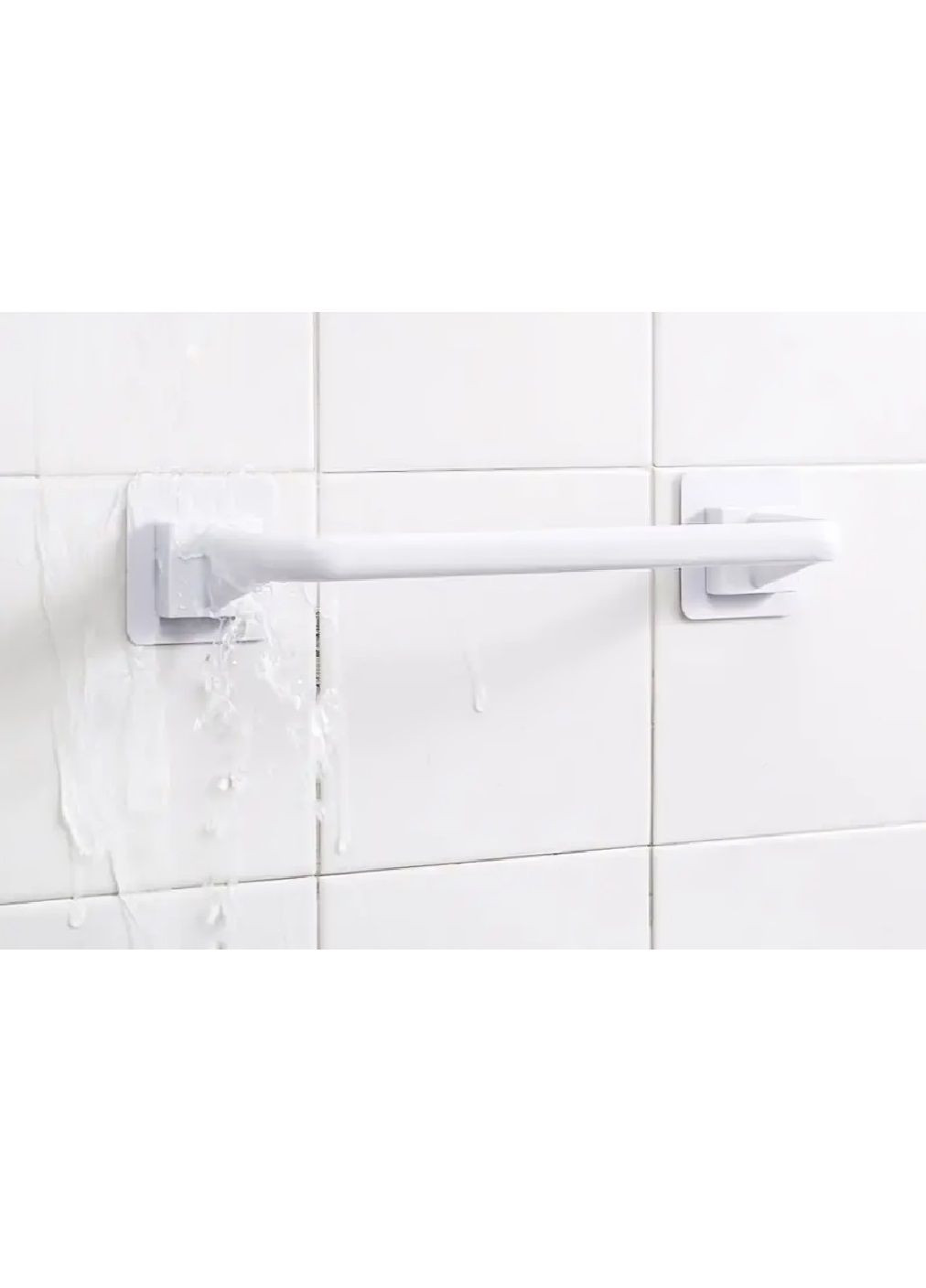 Тримач пластиковий настінний з кріпленням на клейку основу для рушників у ванну кухню 34 см (479171-Prob) Білий Unbranded (316057507)