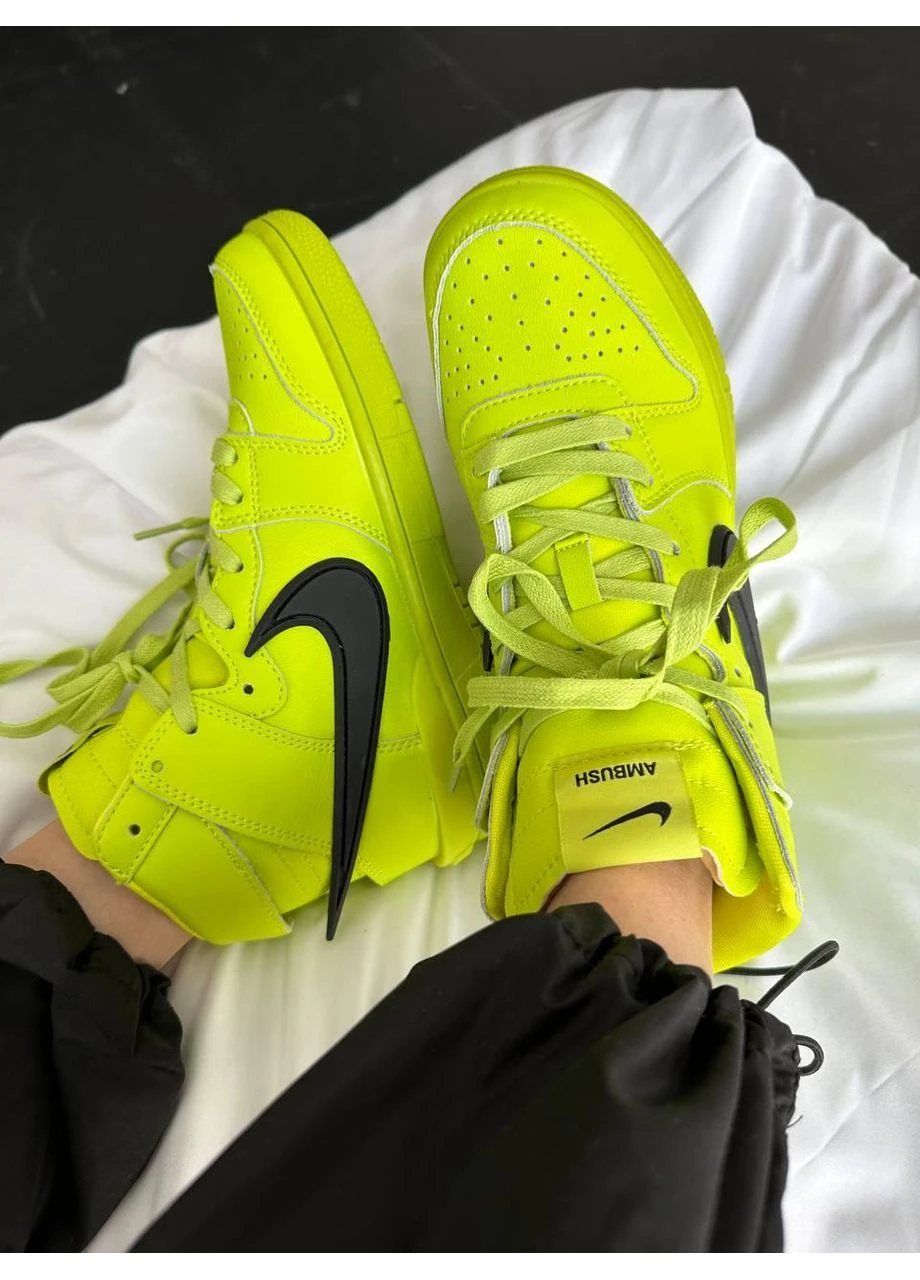 Серые демисезонные кроссовки мужские nike sb dunk high x ambush acid green найк сб данк No Brand