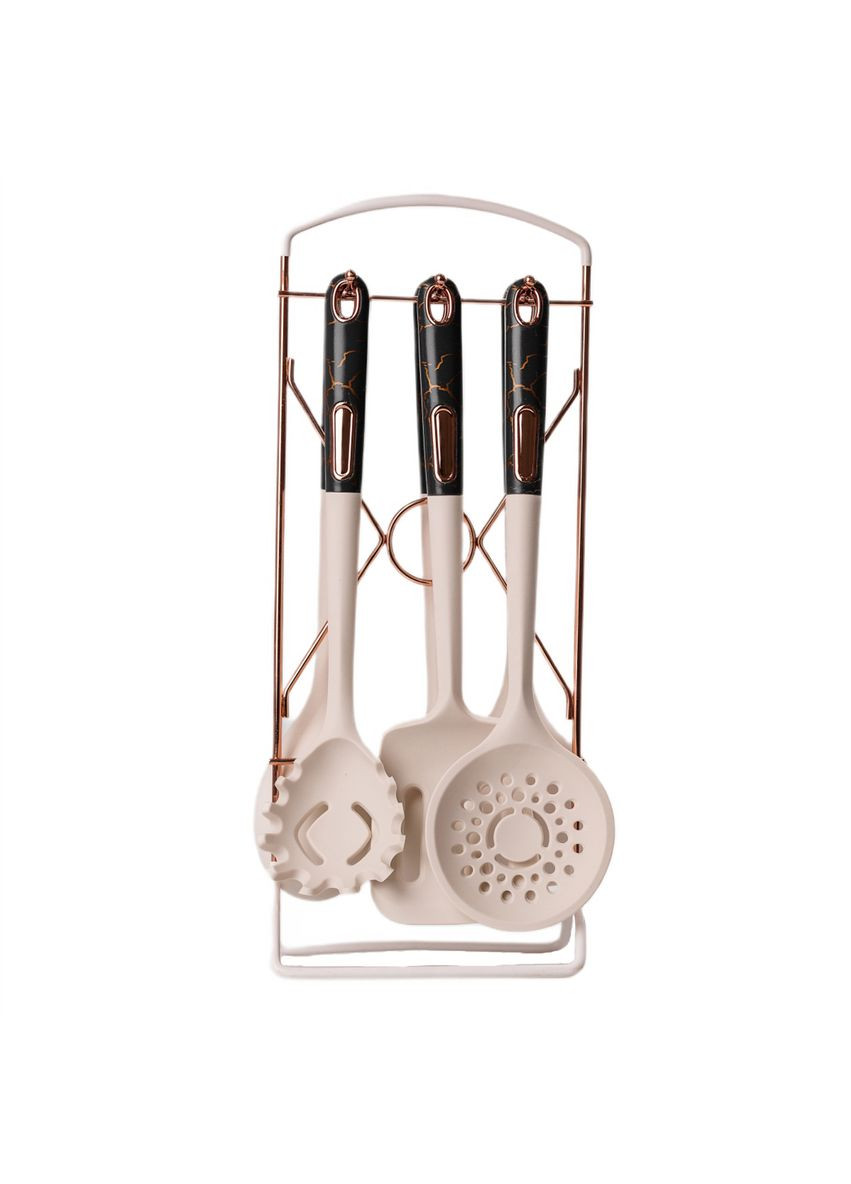 Набор кухонных принадлежностей на подставке TS Kitchen YRUR4 6шт. бежевый No Brand бежевые,