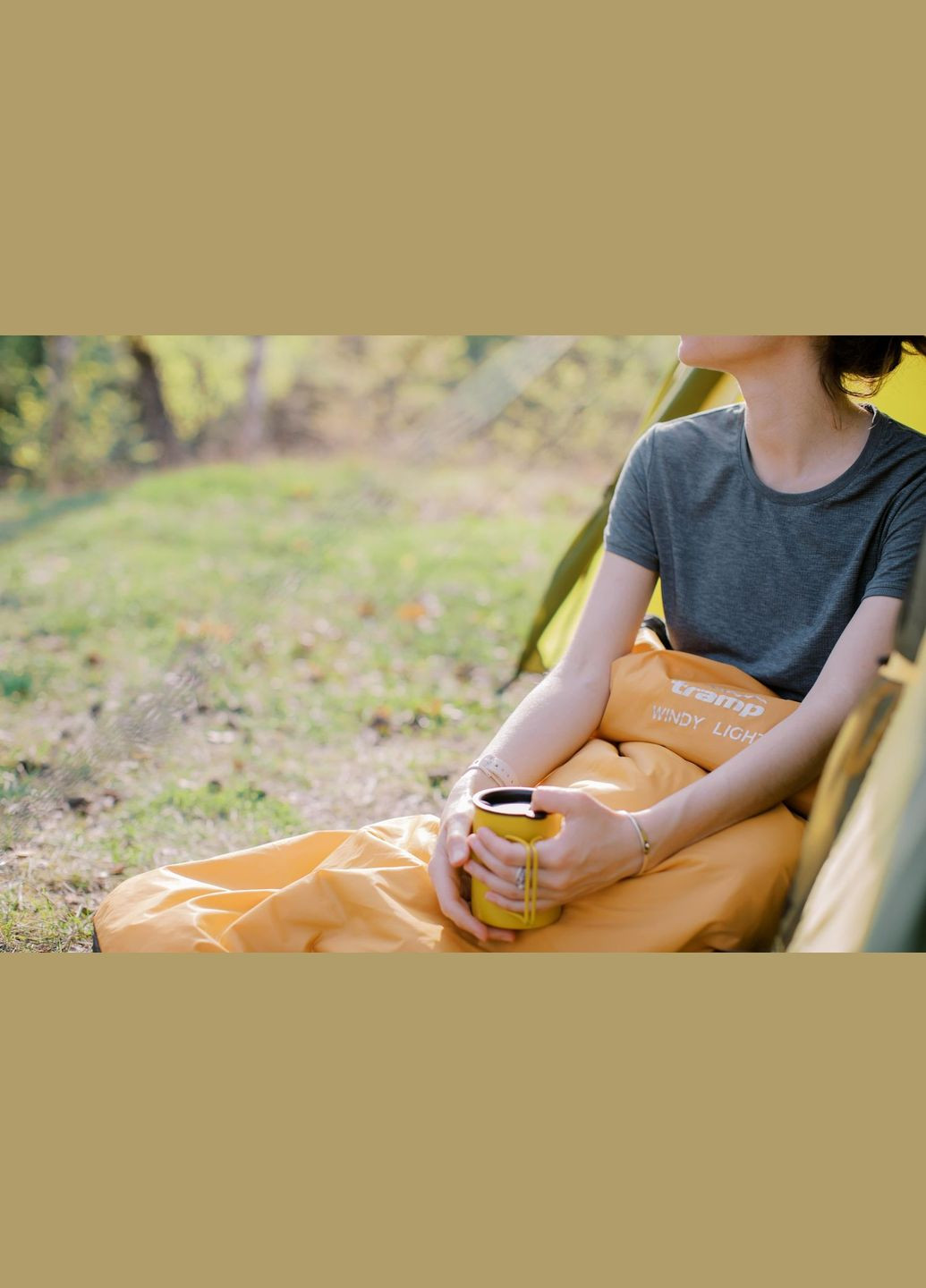 Спальный мешок кокон правый yellow/grey 220/80-55 Tramp Windy Light (333699323)