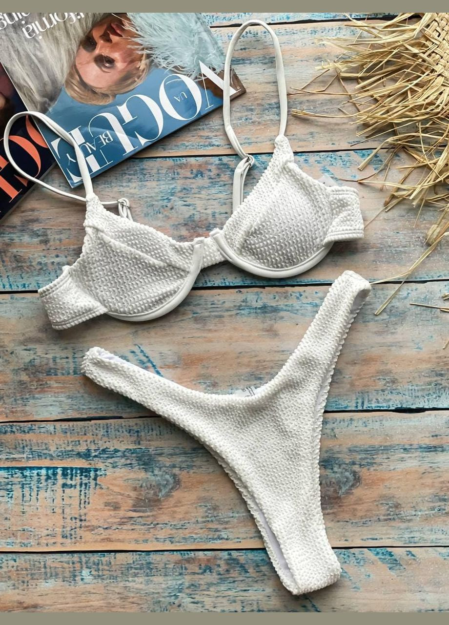 Білий літній купальник (жатка ліф білий) роздільний Ghazel