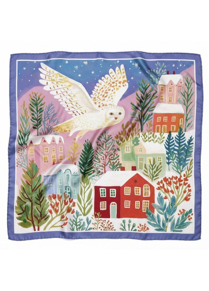 Платок женский с принтом Сова над городом. Presentville 7950 (368848981)