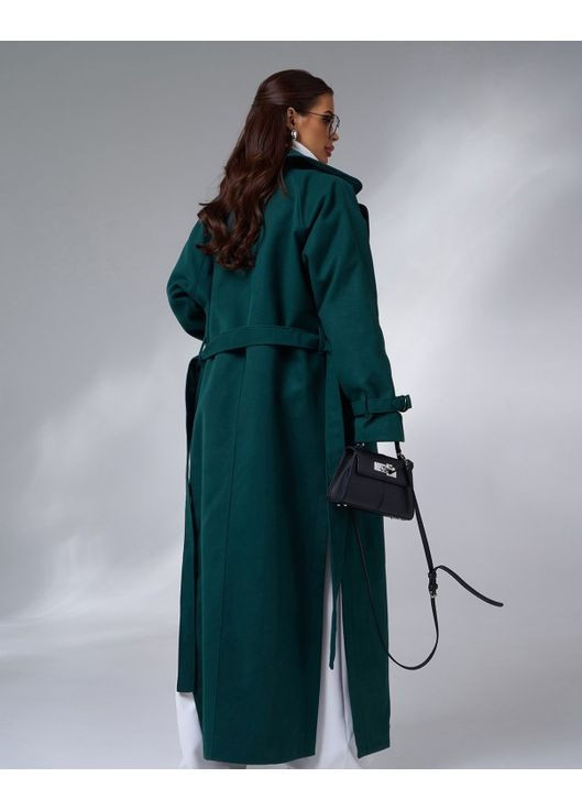 Темно-зелене демісезонне Подовжене пальто з бічними розрізами ISSA PLUS