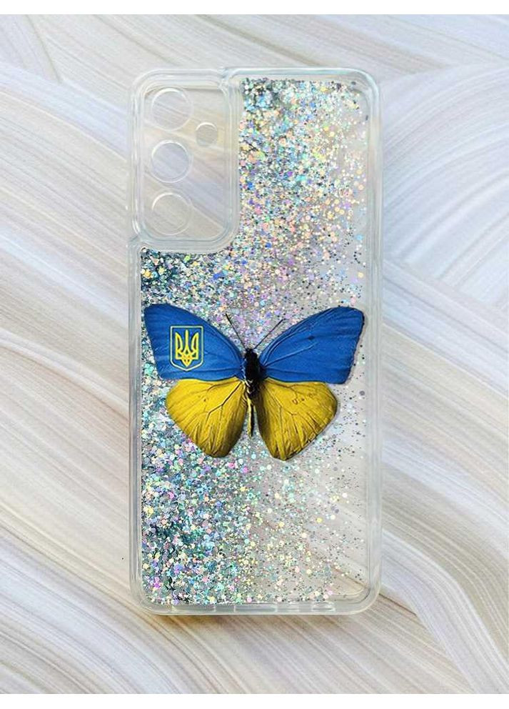 Чехол с плавающими блестками на Samsung Galaxy A35 (A356):: Бабочка Украина (принт 255) CASE CONTROL (360662601)