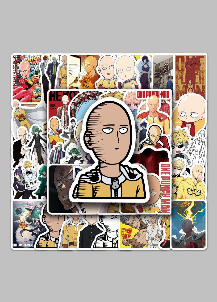 Наклейки на телефон, карту, One-Punch Man, Ванпанчмен, стікери для ноутбука, стікербомбінг Набір 10шт No Brand (323141459)