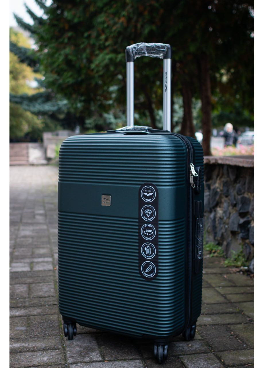 Чемодан пластиковый ручная кладь S, цвет черный Wings 5398 (365715892)