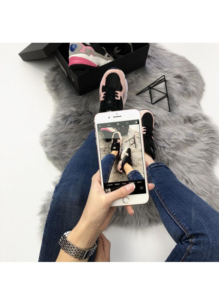 КРОССОВКИ ЖЕНСКИЕ ADIDAS FALCON PINK BLACK WHITE АДИДАС No Brand розовые демисезоны (368888024)