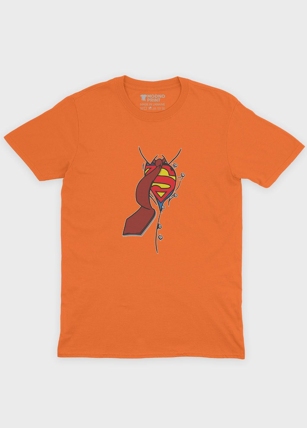 Оранжевая демисезонная футболка для мальчика с принтом супергероя - супермен (ts001-1-ora-006-009-002-b) Modno