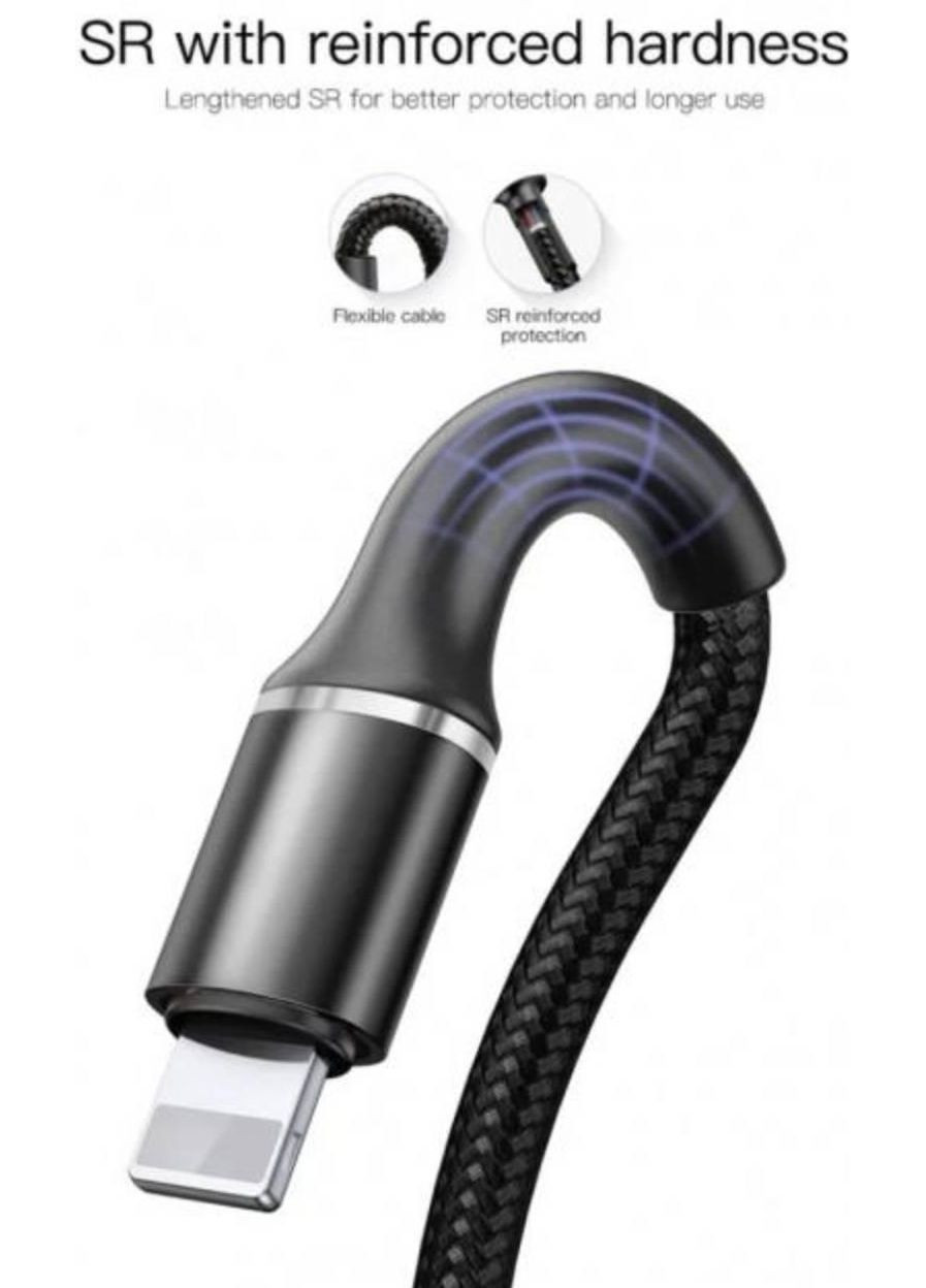 Зарядка USB кабель для синхронизации и зарядки iPhone Apple Lightning с LED подсветкой 50 см Черный Baseus (317188882)