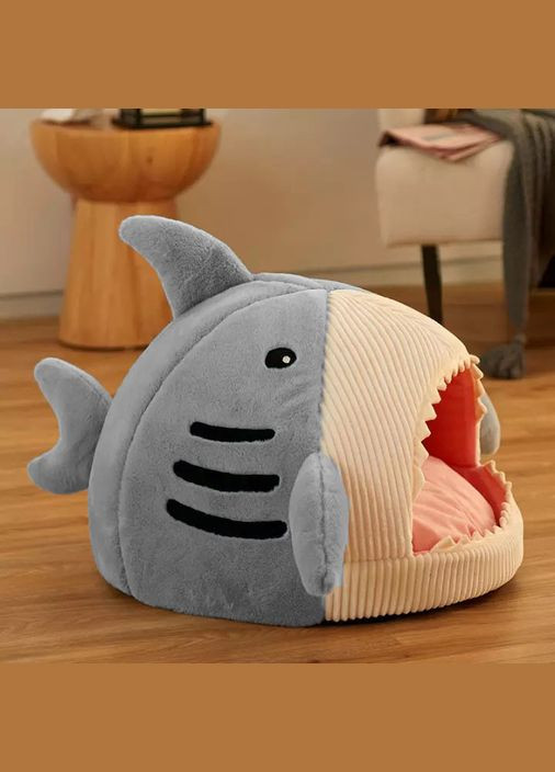 Будинок-лежак Акула, лежак для собаки, кішки, 49х45х33см Сірий No Brand (299915626)