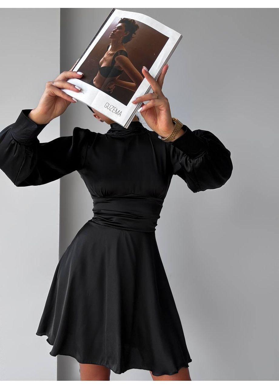 Чорна жіноча ошатна шовкова сукня Nositi