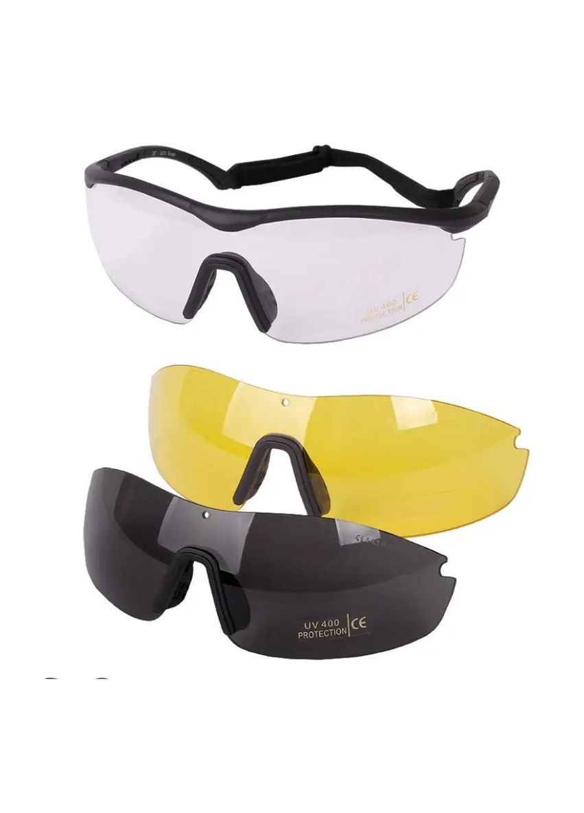 Окуляри тактичні Захисні Із змінними лінзами UV400 SET ANSI EN 166 (15615600) Mil-Tec (292132156)