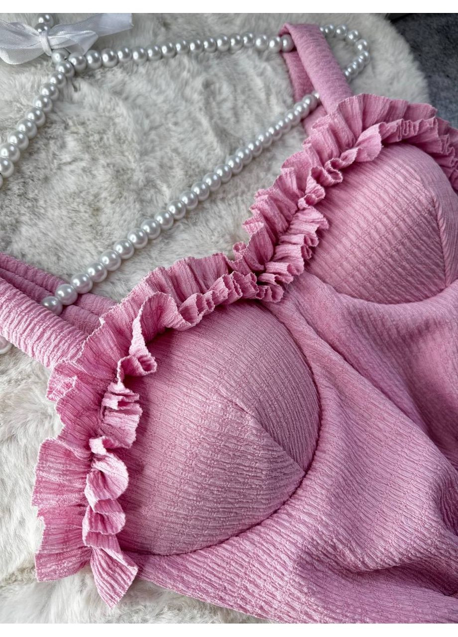 Розовое кэжуал эффектное платье с чашечками без рукава розового цвета No Brand однотонное