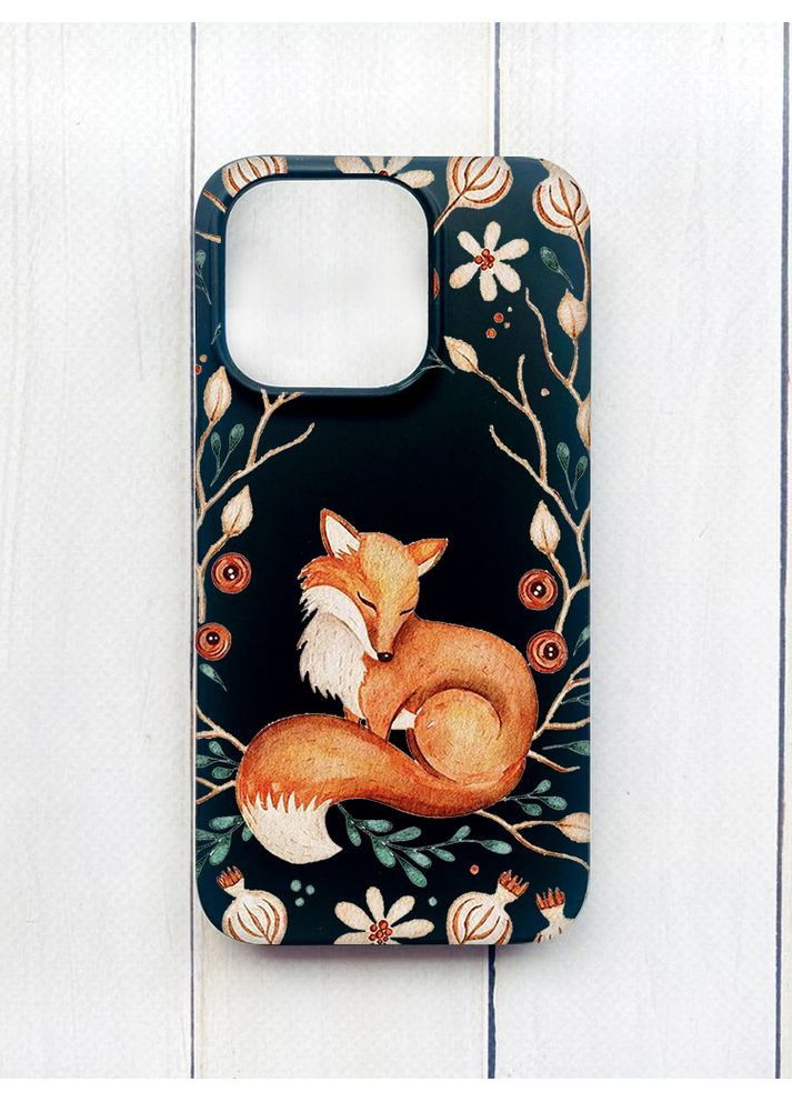 Матовий чохол на iPhone 15 Plus Чорний Лисичка (принт 420) Creative (368775073)