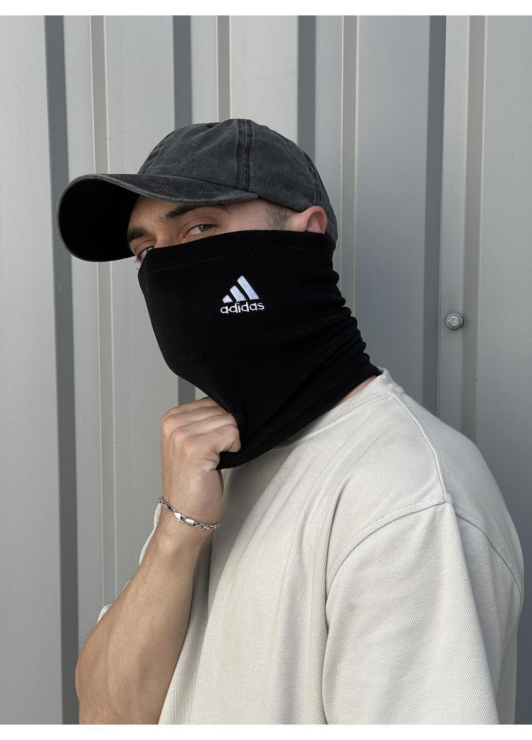 Бафф флісовий теплий з вишитим логотипом чорний No Brand Класичний баф (369976334)