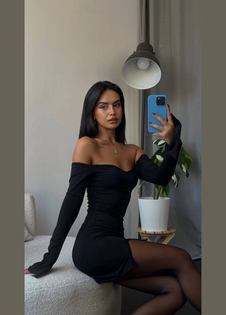 Чорна святковий, коктейльна, відвертий, повсякденний, кежуал, джинсова, вечірня сукня жіноча No Brand однотонна