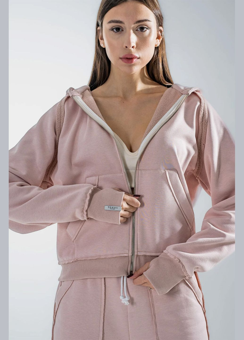 Жіночий теплий спортивний костюм на блискавці оверсайз Francis Світло-рожевий Teamv (317310426)