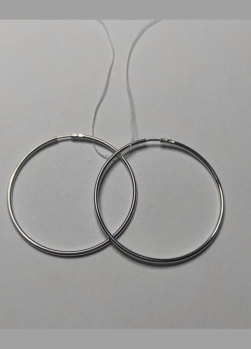 "Серебряные серьги Кольца Конго. 40мм Shiny с-098 No Brand (331145260)