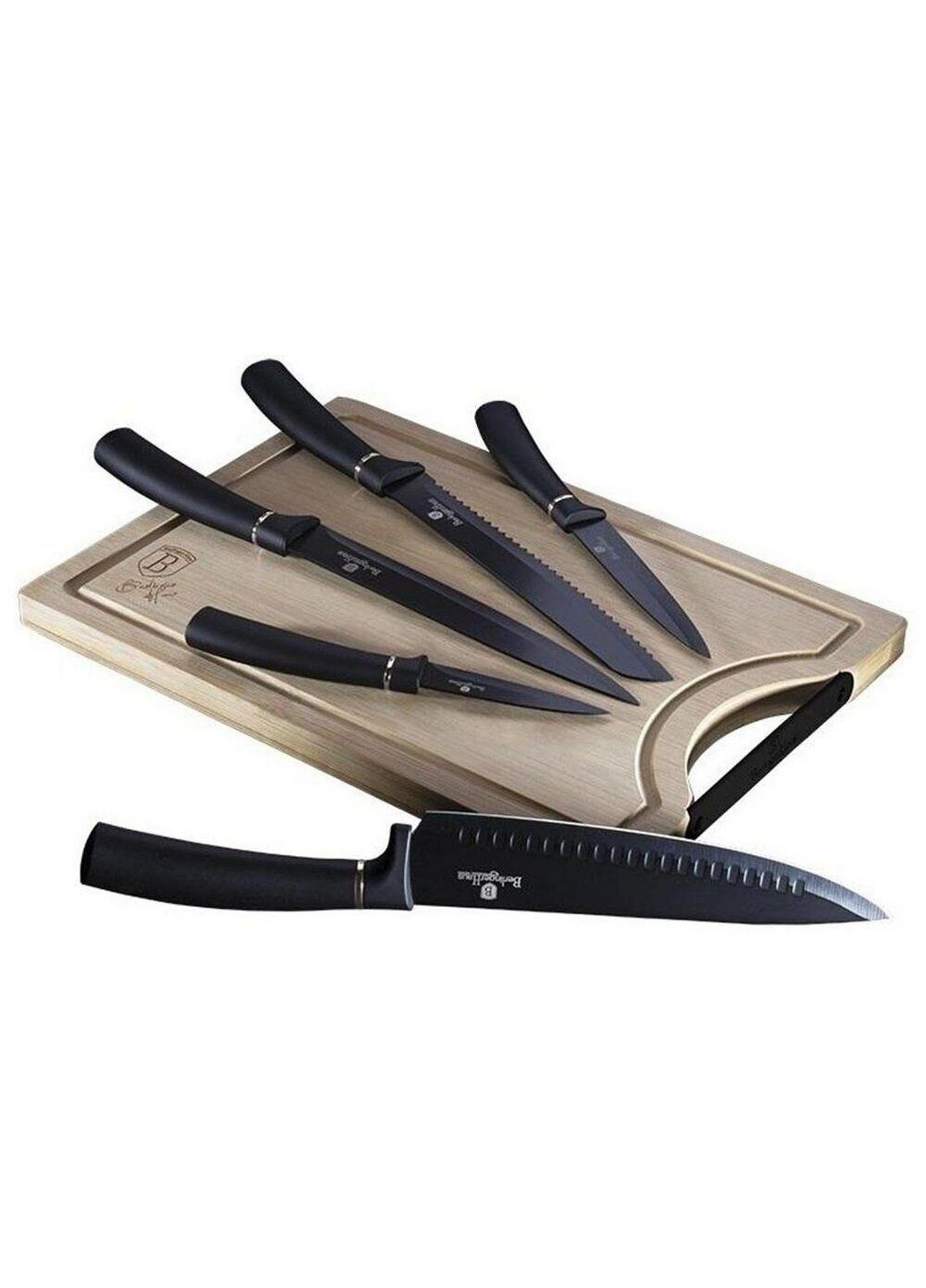 Набір ножів із дошкою 6 предметів black royal collection Berlinger Haus коричневий,