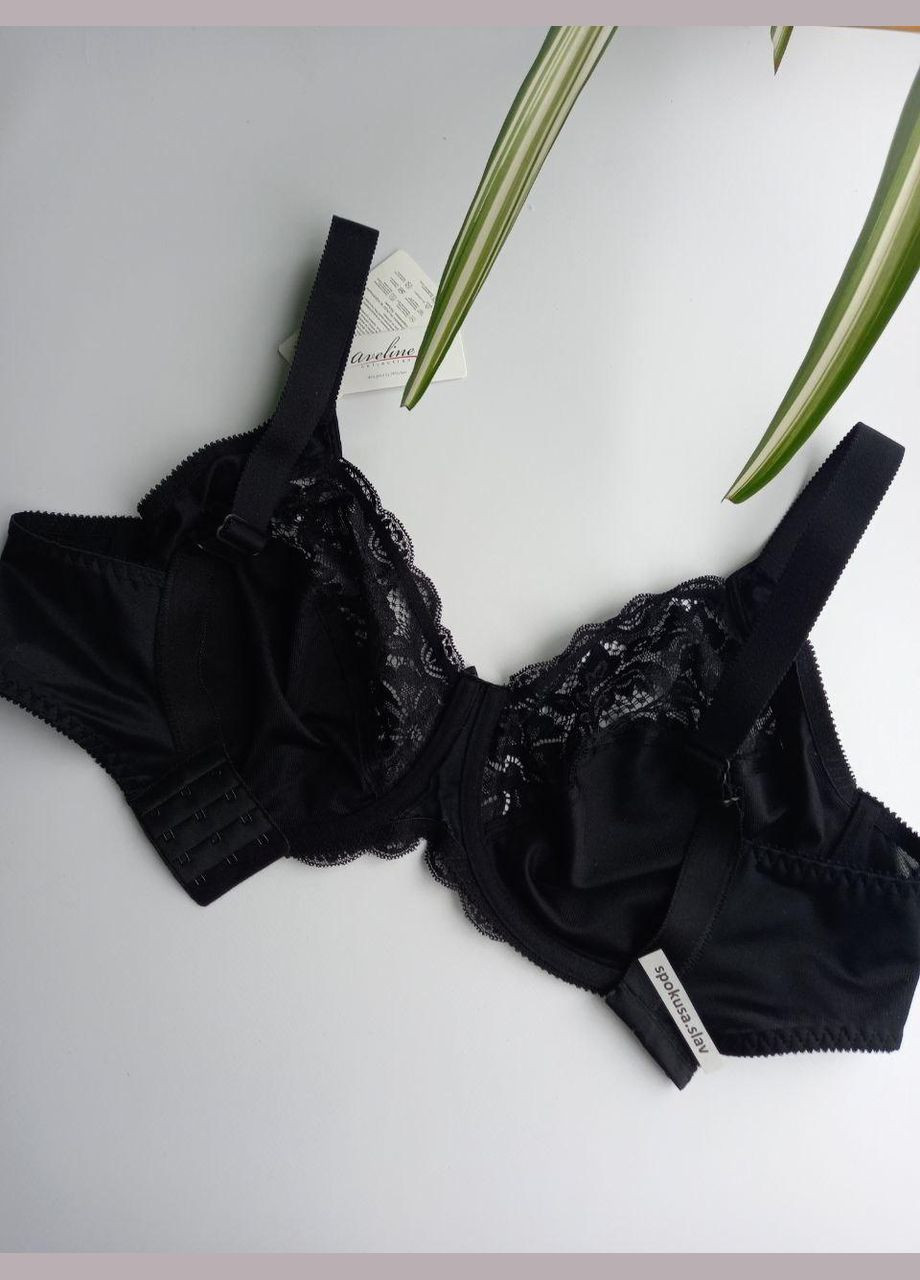 Чёрный бюстгальтер с кружевом мягкий 661510 размер 90н Aveline полиамид