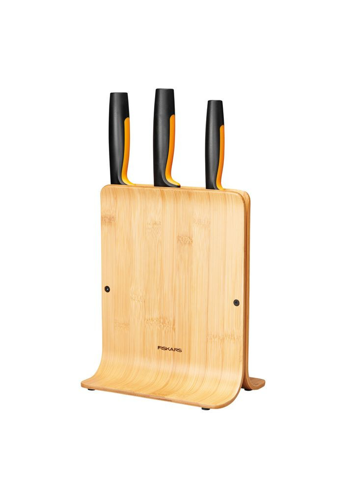 Набір ножів Functional Form з бамбуковою підставкою, 3 шт Fiskars (314779227)
