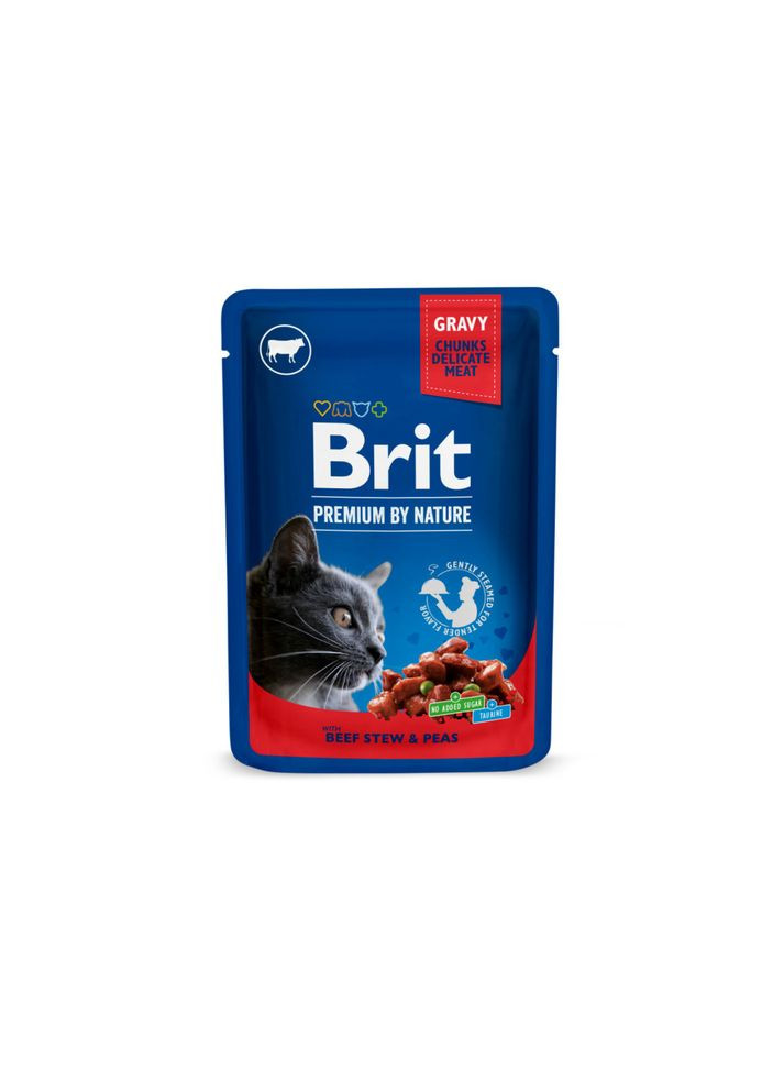 Набір вологих кормів Cat Pouch «Сімейна тарілка» для котів, асорті із 4 смаків, 12 шт х 100 г Brit Premium (345743637)