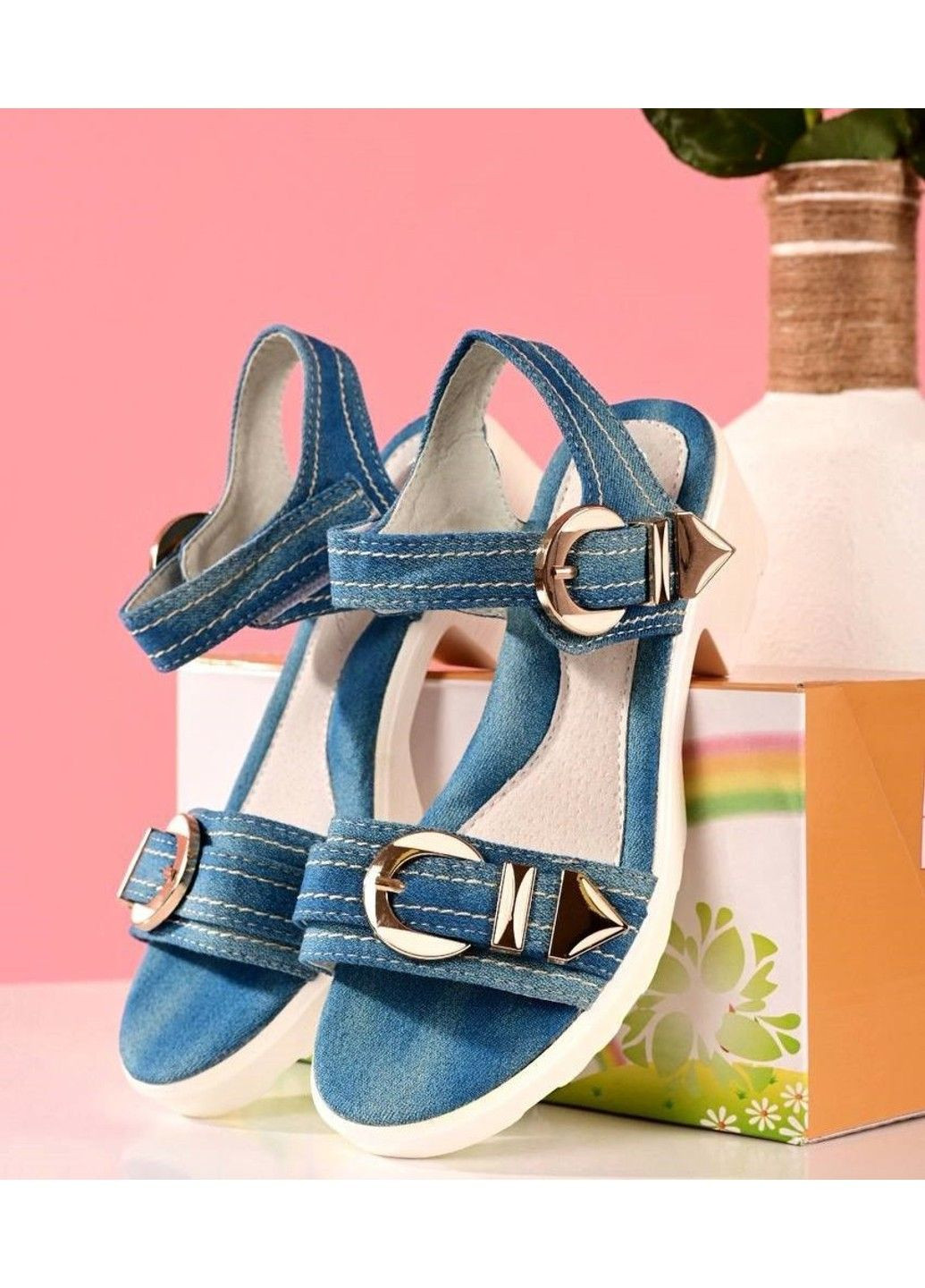 Босоніжки дитячі джинсові сині Леопард (360534928)